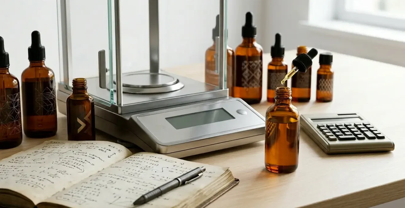 Calcul personnalisé du dosage d'huile CBD avec pipette et balance de précision