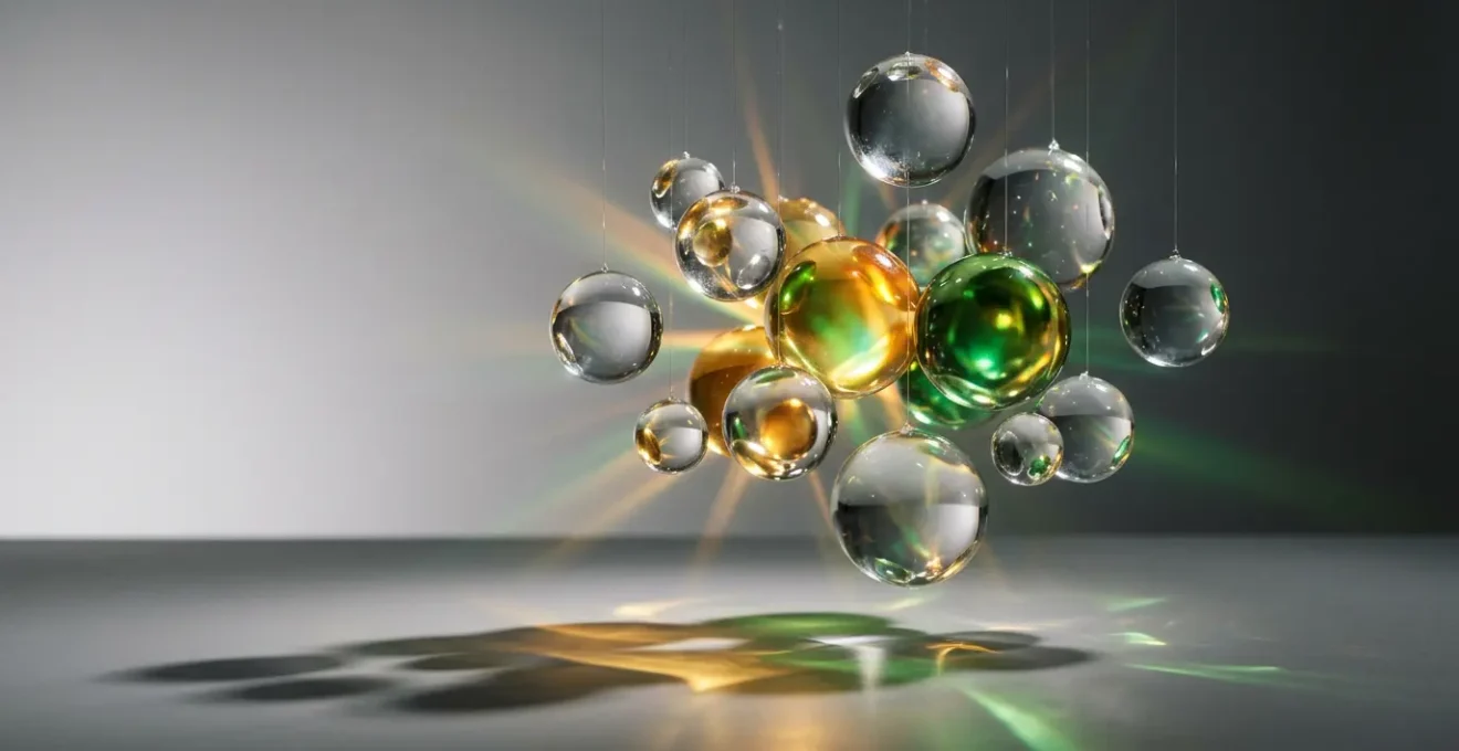 Illustration abstraite représentant la synergie moléculaire des cannabinoïdes dans un spectre lumineux