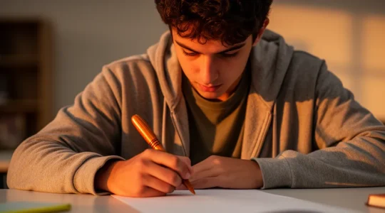 Étudiant en concentration profonde dans un environnement de révision apaisant