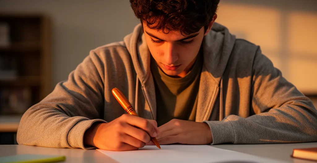 Étudiant en concentration profonde dans un environnement de révision apaisant