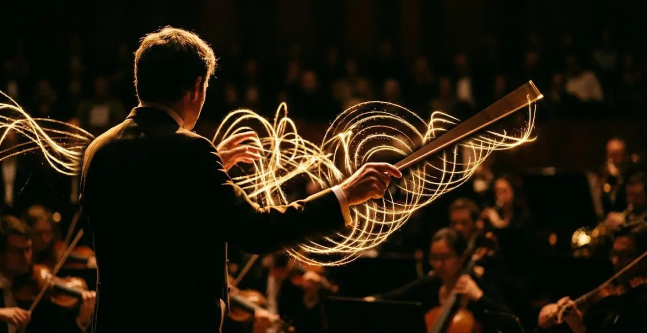 Métaphore visuelle d'un orchestre symphonique représentant l'effet d'entourage du cannabis