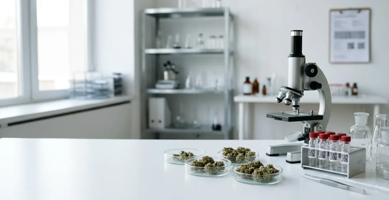 Analyse scientifique d'échantillons de chanvre en laboratoire avec certificats et documentation de traçabilité