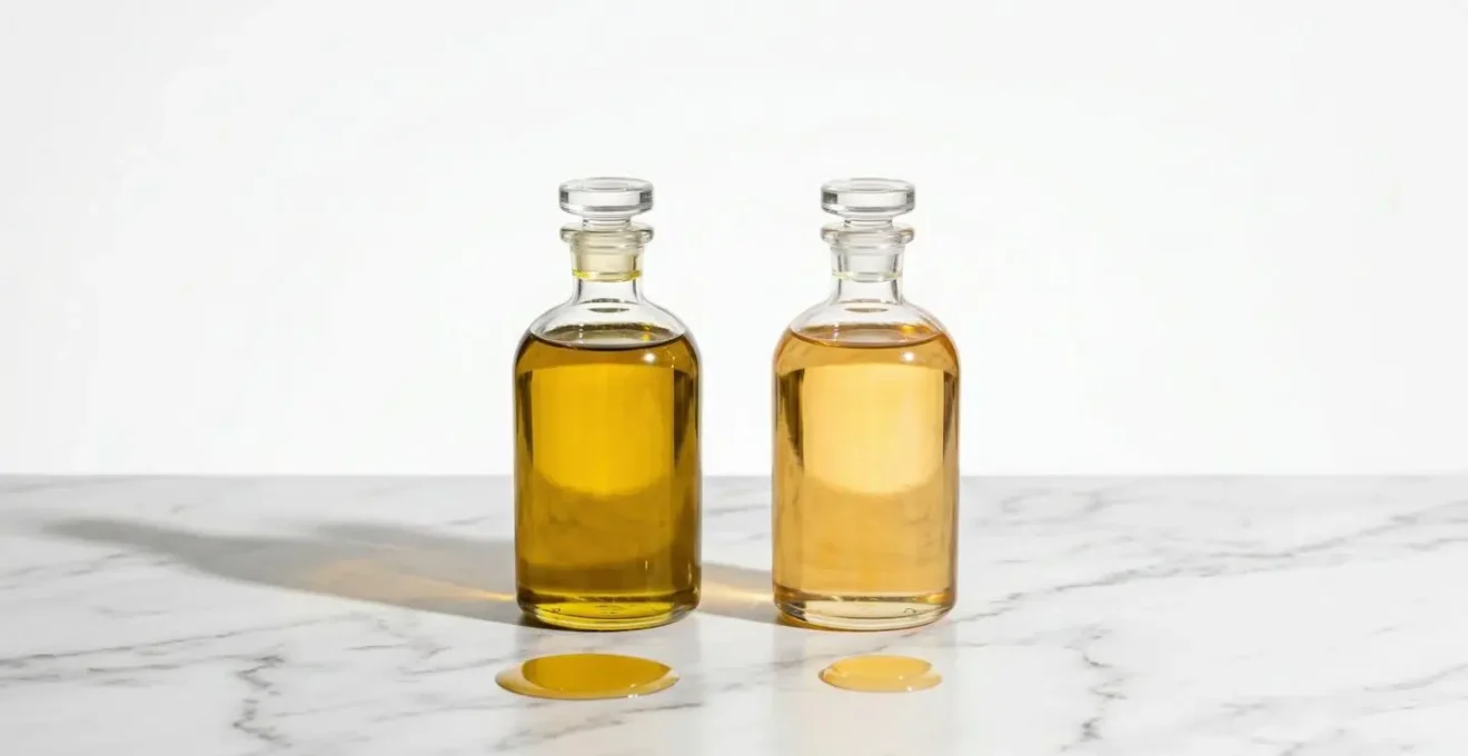 Comparaison visuelle entre huile de chanvre et huile d'amande douce sur peau atopique