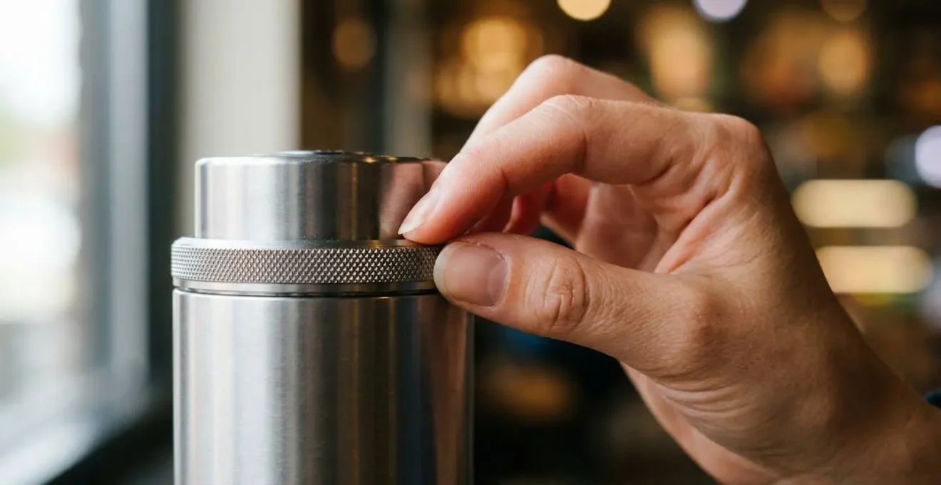 Gros plan sur une main ajustant l'airflow d'une cigarette électronique
