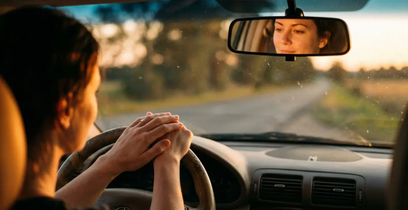 Intérieur de voiture moderne au coucher du soleil avec éléments apaisants